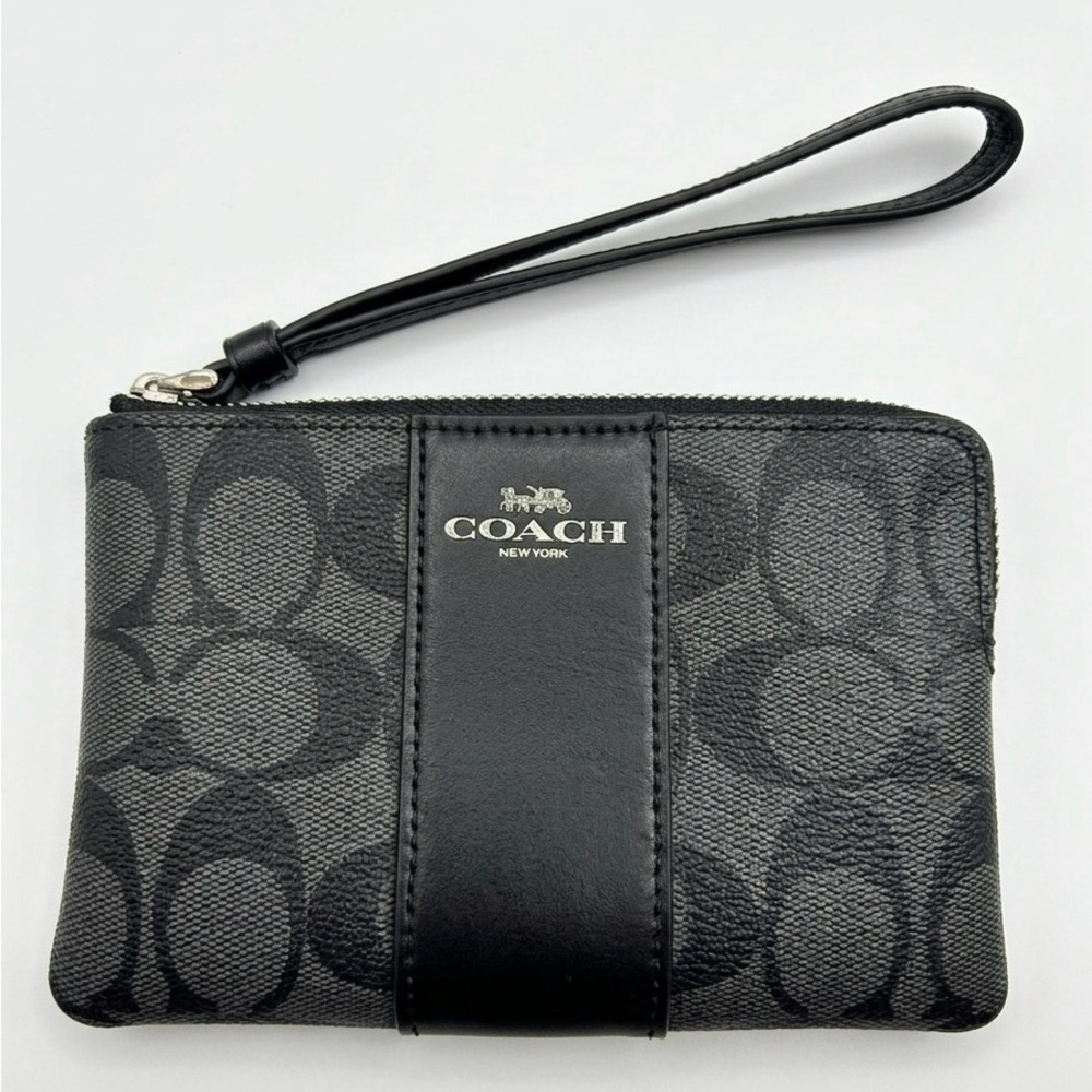 Coach Black Monogram Wristlet